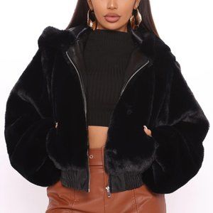Hooded Faux Fur Coat